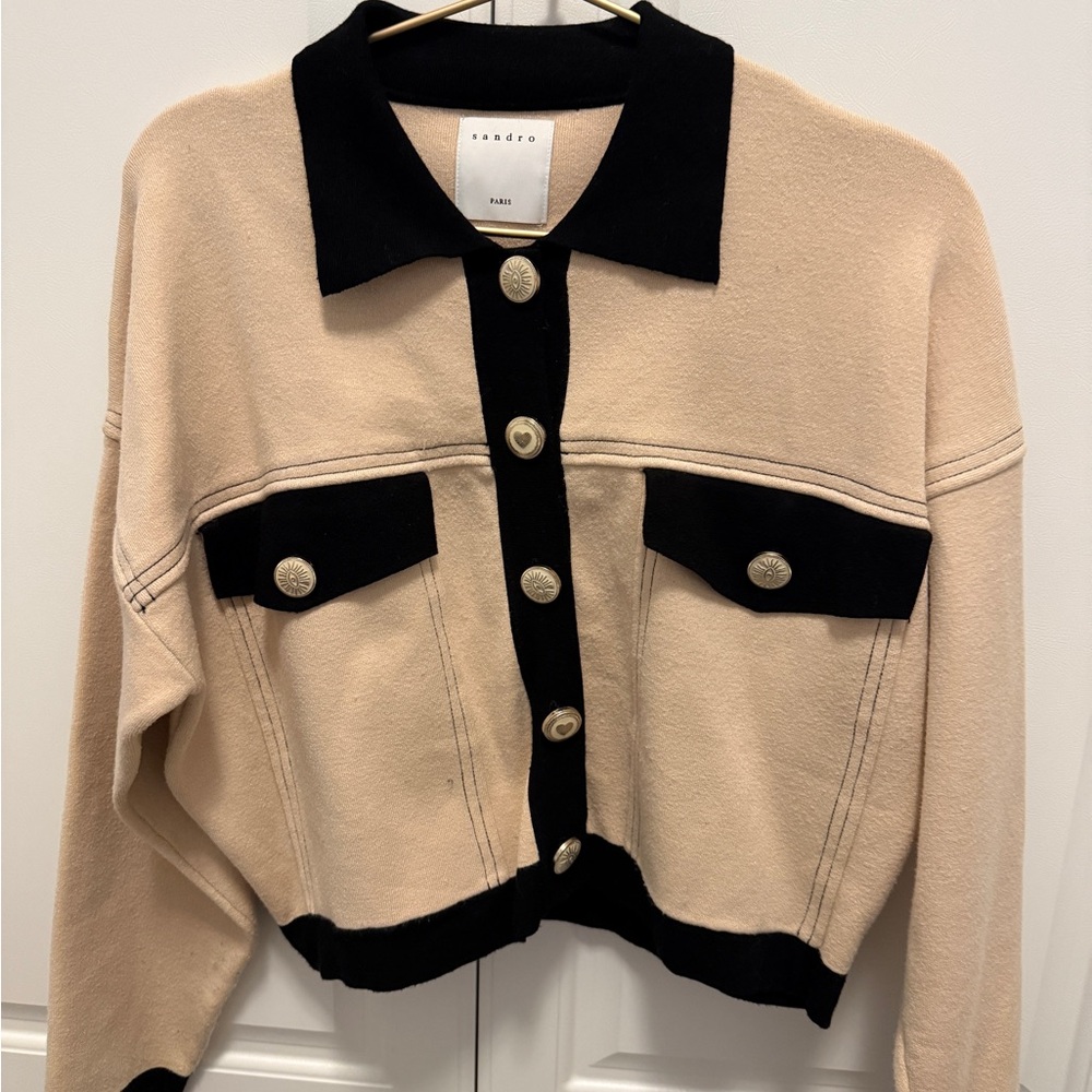 Sandro Black and Cream cardigan